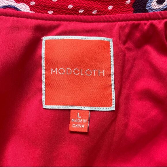 COPY - Modcloth Dress Floral Dotted Daytime Dapper True Wrap Tie Ruffle Red Whi… - Picture 4 of 16